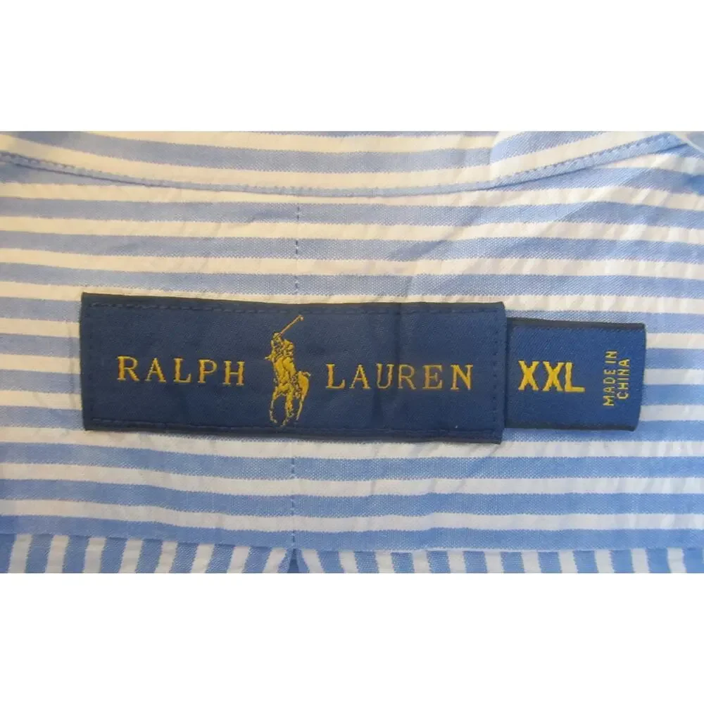 Polo Ralph Lauren Short Striped Seersucker Short Sleeved Button Up Shirt XXL